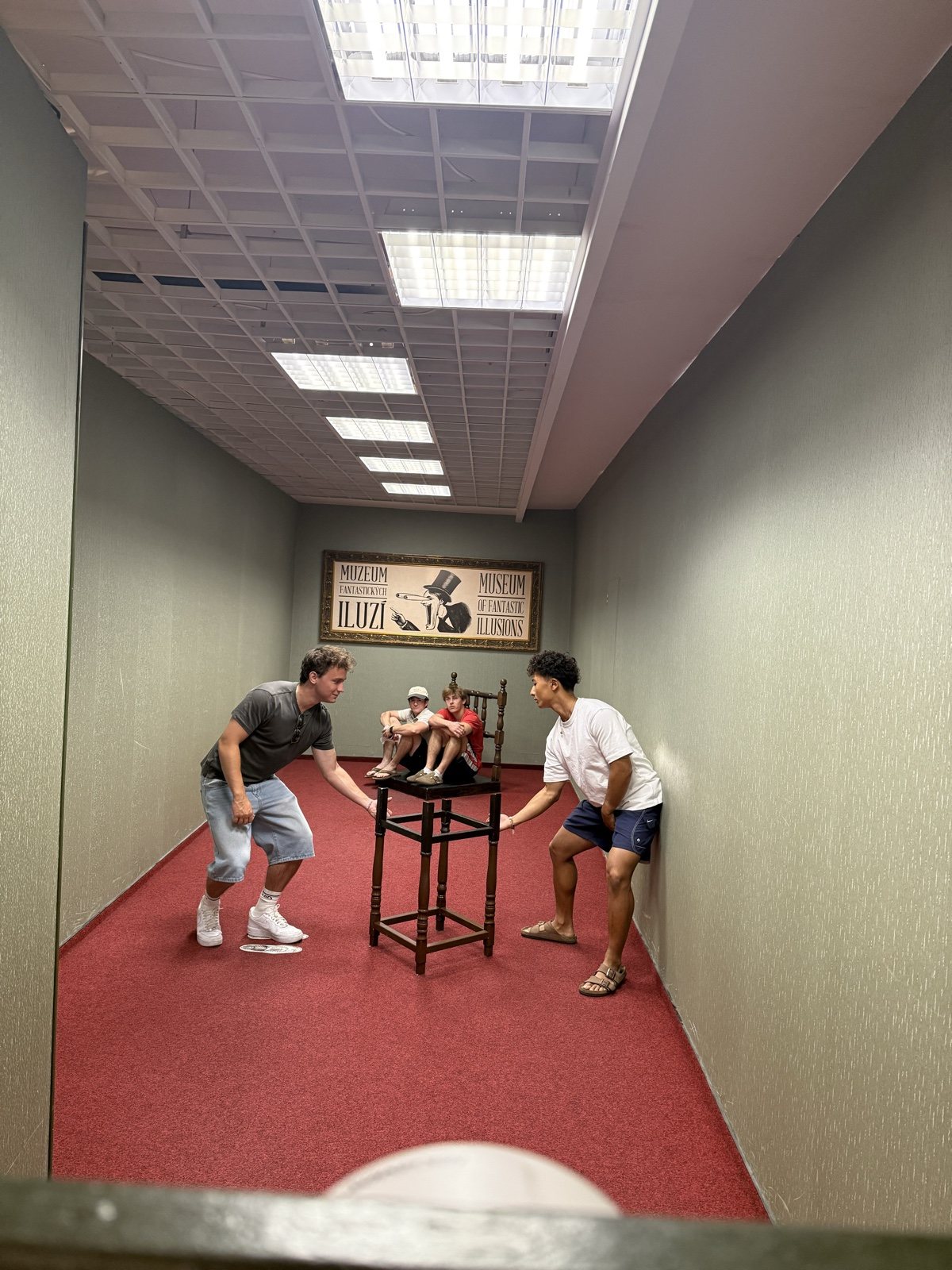 Friends in a hallway